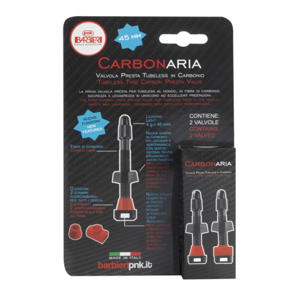 VÁLVULAS DE CARBONO TUBELESS 45MM PRESTÁ 2 UNIDADES